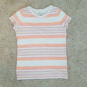 Coral and white striped t-shirt